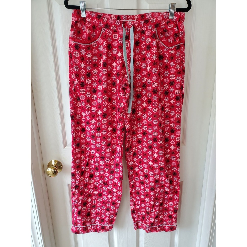 Victoria's Secret VS Pajama Bottom Pants Women's Size M/M Red With Snowflakes